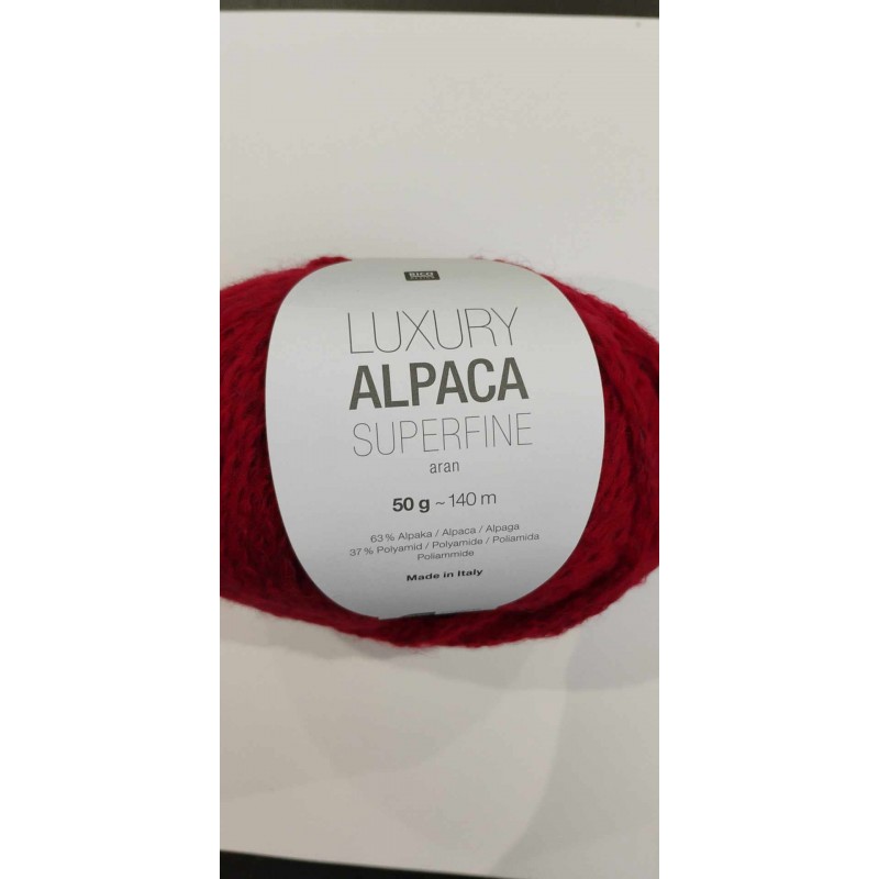Luxury Alpaca Superfine Aran - blanc rouge bleu/gris saumon